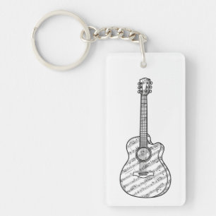 Guitar and Music Notes Key Ring