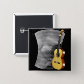 Guitar and Music Sheet 15 Cm Square Badge (Front & Back)