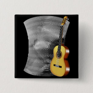 Guitar and Music Sheet 15 Cm Square Badge