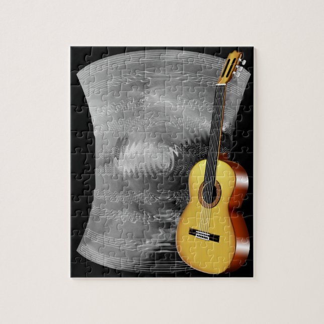 Guitar and Music Sheet Jigsaw Puzzle (Vertical)