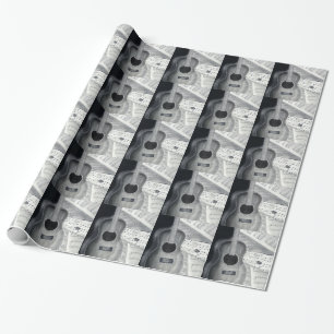 Guitar and Sheet Music Tiled Wrapping Paper