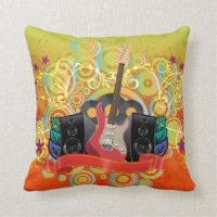 guitar and speakers with funky background