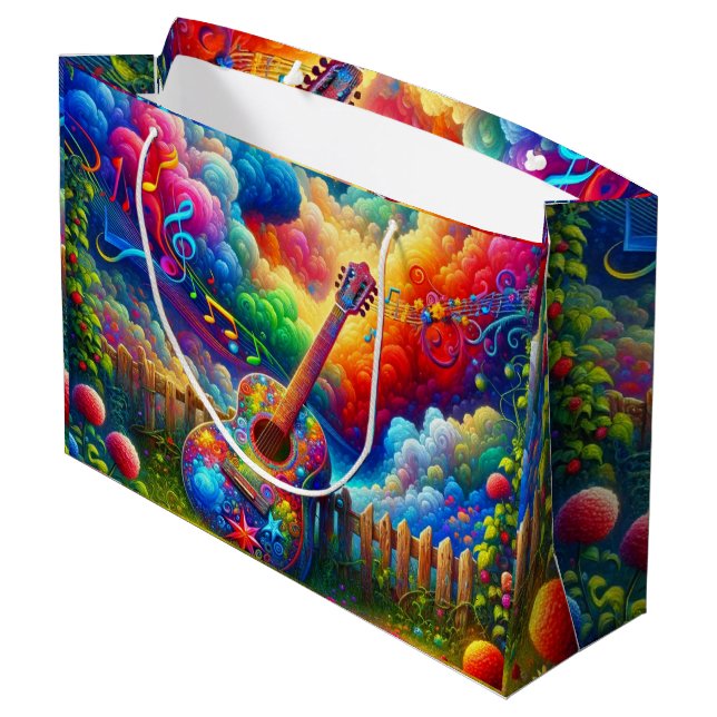 Guitar Art Large Gift Bag (Back Angled)