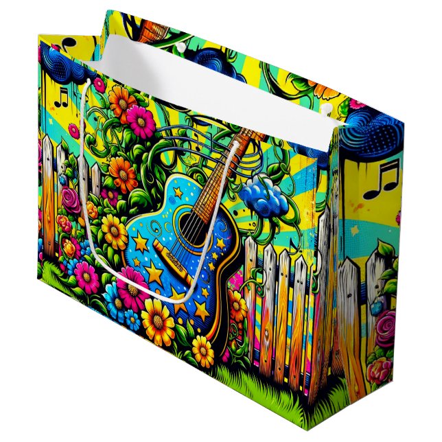 Guitar Art Large Gift Bag (Front Angled)