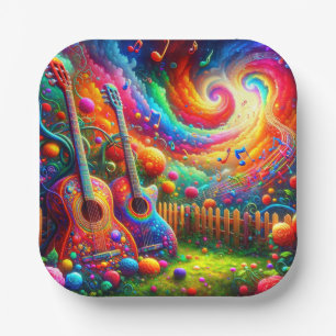 Guitar Art Paper Plate