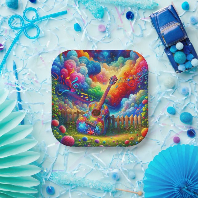 Guitar Art Paper Plate (Party)
