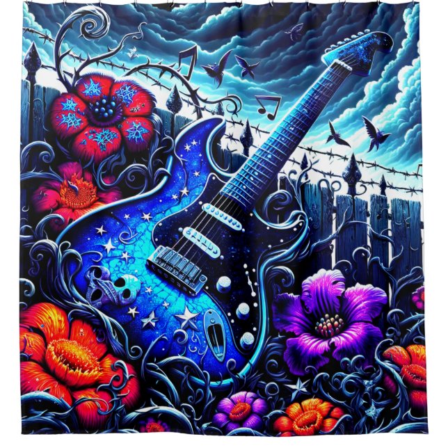Guitar Art Shower Curtain (Front)