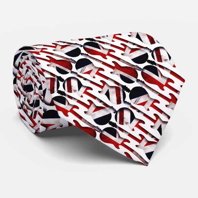 Guitar Art - Union Jack British England UK Flag Tie (Rolled)