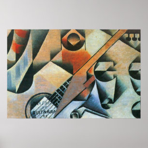 Guitar (Banjo) and Glasses, Juan Gris, Vintage Art Poster