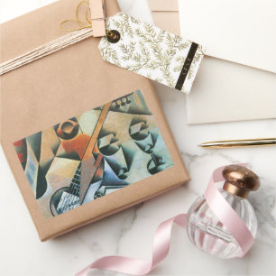 Guitar (Banjo) and Glasses, Juan Gris, Vintage Art Rectangular Sticker