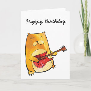 Guitar Bear Birthday Card