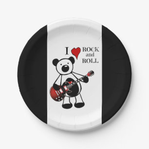 Guitar Bear Rock & Roll Music Kids Birthday Party Paper Plate