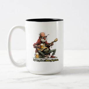 Guitar Beer Humor Musician Funny Tee Two-Tone Coffee Mug