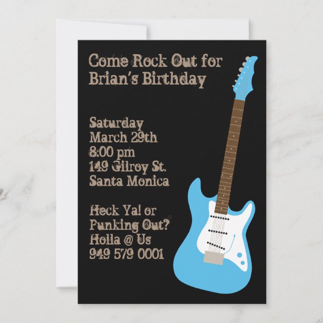 Guitar Birthday Party Invitation (Front)