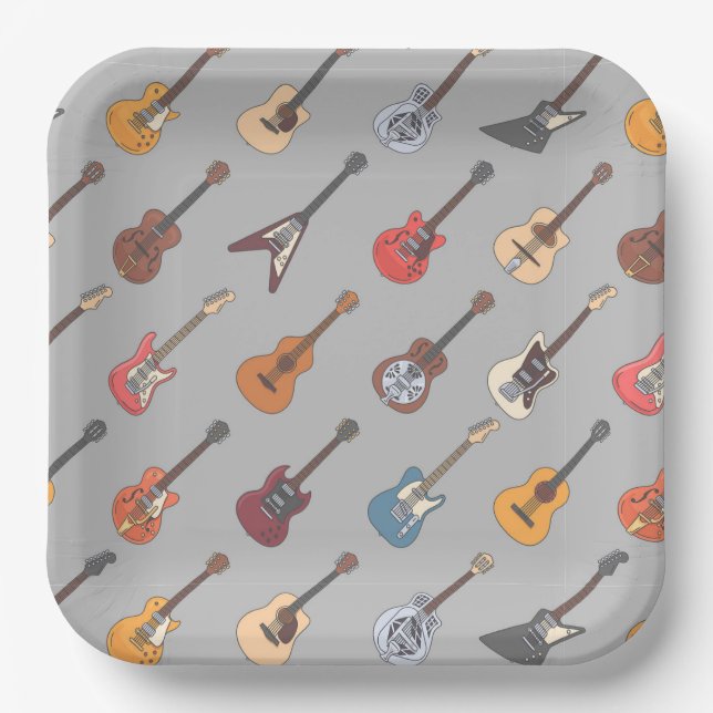 Guitar Birthday Party Paper Plate (Front)