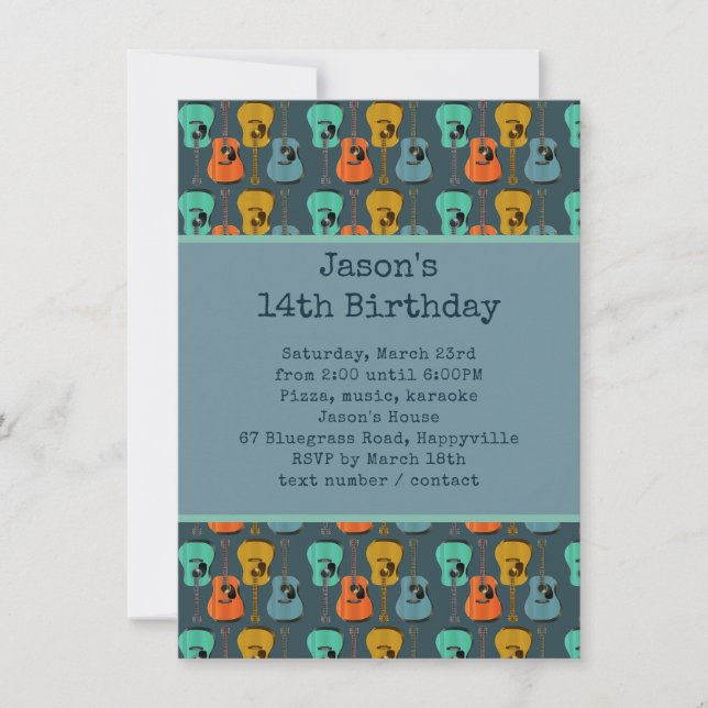 Guitar Birthday Party Teen Boy Invitation (Front)
