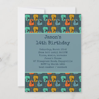 Guitar Birthday Party Teen Boy Invitation