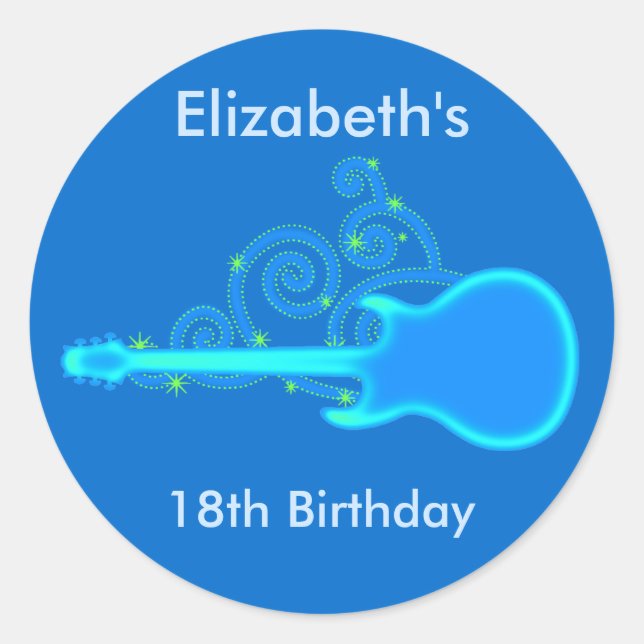 Guitar Birthday Stickers (Front)