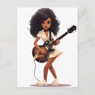 Guitar black girl magic melanin brown skin girls postcard