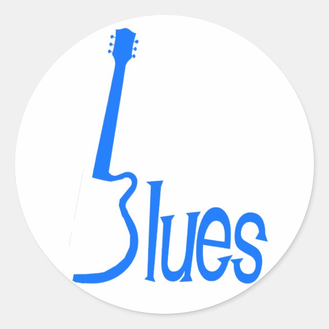 Guitar Blues Classic Round Sticker (Front)