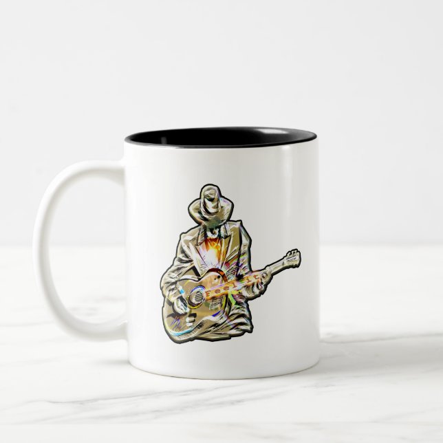 Guitar Blues Mann - Feel it    Two-Tone Coffee Mug (Left)