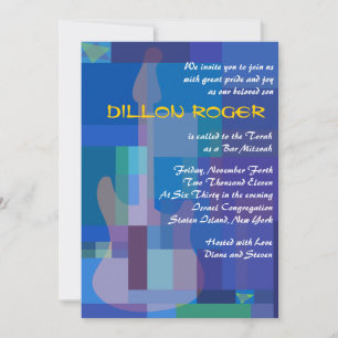GUITAR BLUES Musical Bar Bat Mitzvah Invitation