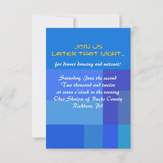 GUITAR BLUES Musical Bar Bat Mitzvah Party Card (Front)