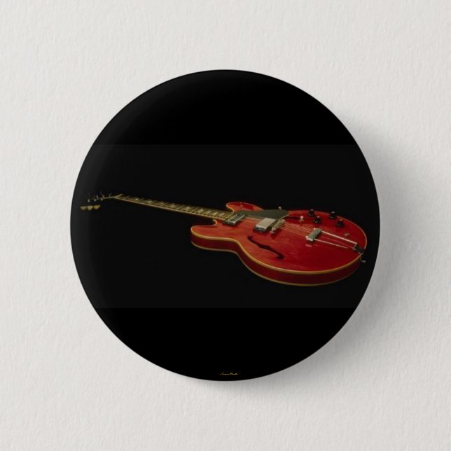 Guitar -Button- 6 Cm Round Badge (Front)