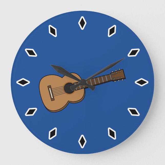 Guitar Cartoon Large Clock (Front)