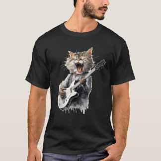 Guitar Cat Women Men Kids T-Shirt