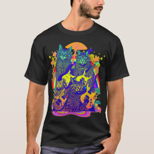 Guitar Cats Psychedelic Cats And Kittens Tie Dye T-Shirt