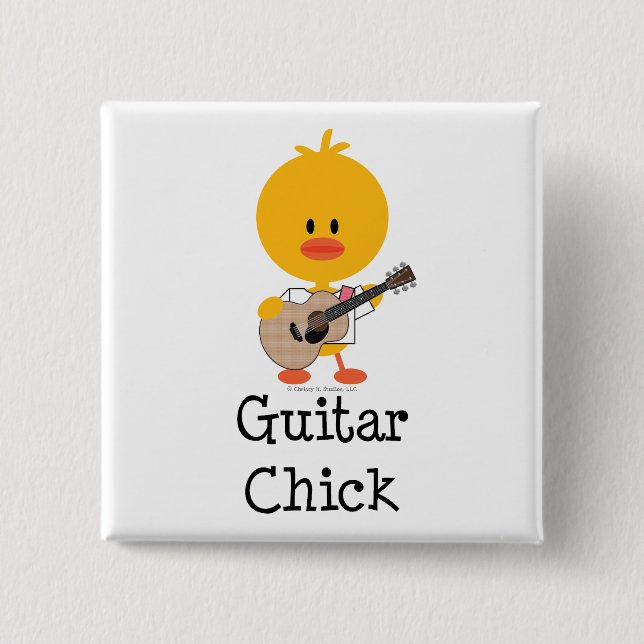 Guitar Chick Button Pin (Front)