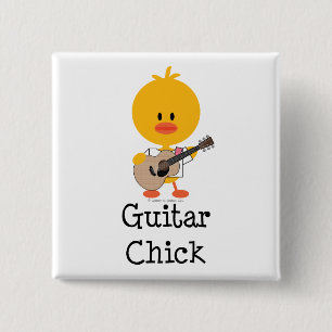 Guitar Chick Button Pin