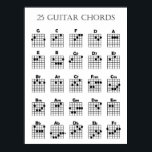 Guitar Chord Chart Poster<br><div class="desc">This guitar chord poster that includes 25 commonly used guitar chords is a good gift for any guitarist!</div>