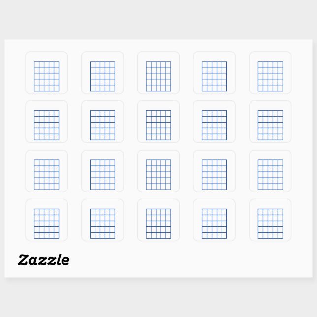 Guitar Chord Chart Template | Blue Square Sticker (Sheet)