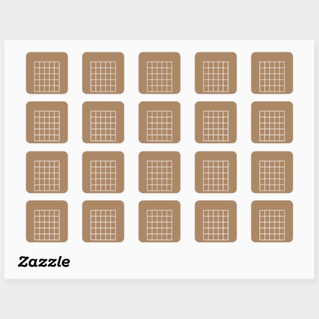 Guitar Chord Chart Template | Light Brown/White Square Sticker (Sheet)