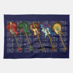 Guitar & chord tea towel
