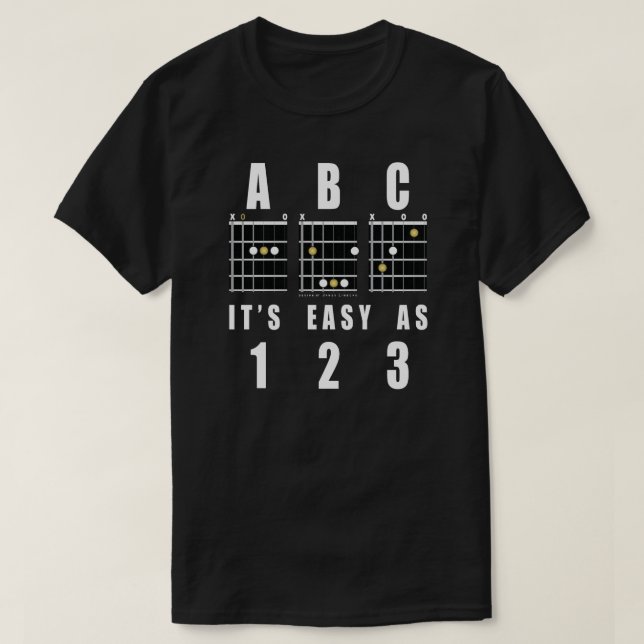 Guitar Chords ABC It's Easy As 123 T-Shirt (Design Front)