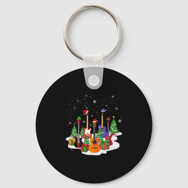 Guitar Christmas Decor Musical Guitar Lovers Guita Key Ring (Front)