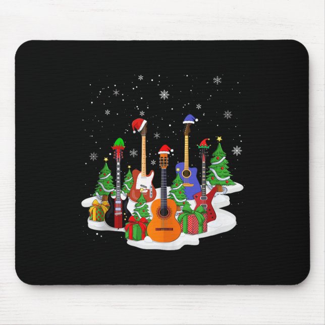 Guitar Christmas Decor Musical Guitar Lovers Guita Mouse Mat (Front)