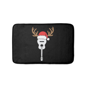 Guitar Christmas Santa Hat Reindeer Bath Mat
