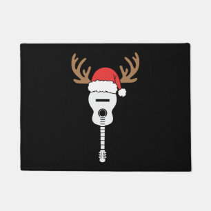 Guitar Christmas Santa Hat Reindeer Doormat