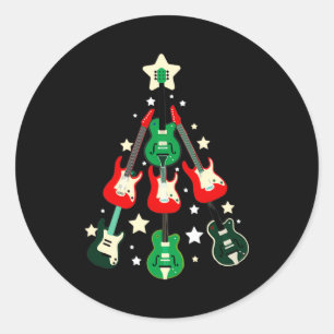 Guitar Christmas T Shirt Classic Round Sticker