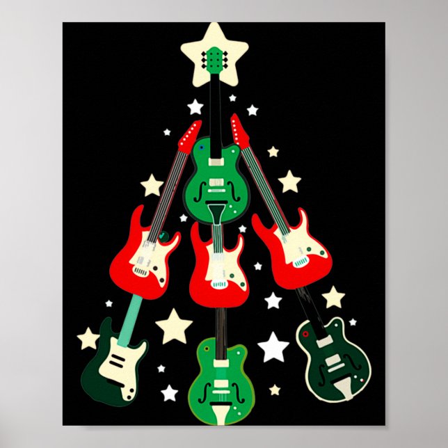 Guitar Christmas T Shirt  Poster (Front)