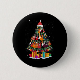 Guitar Christmas Tree Funny 6 Cm Round Badge