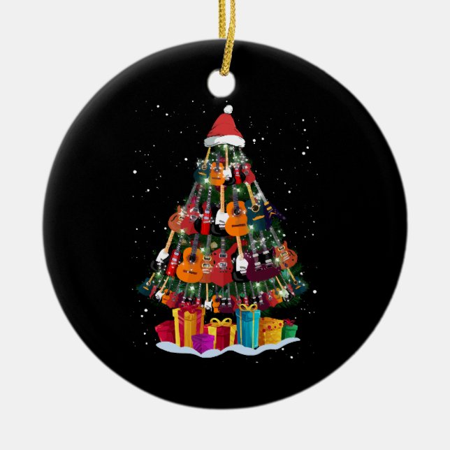 Guitar Christmas Tree Funny  Ceramic Tree Decoration (Front)