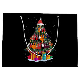 Guitar Christmas Tree Funny  Large Gift Bag