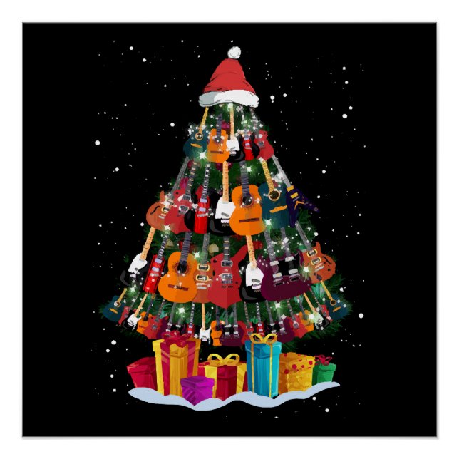 Guitar Christmas Tree Funny  Poster (Front)
