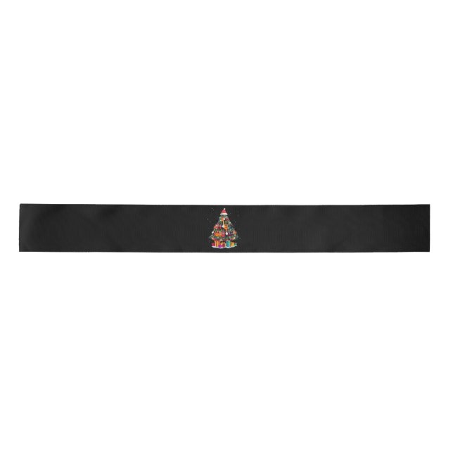 Guitar Christmas Tree Funny  Satin Ribbon (Front)
