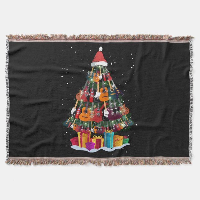 Guitar Christmas Tree Funny  Throw Blanket (Front)